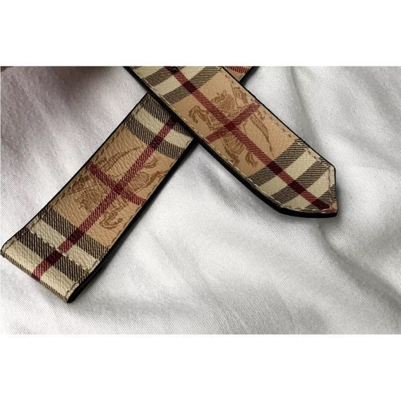 BURBERRY Nova Check PVC Leather Belt 40/100 Italy No Buckle Made In Italy - Picture 3 of 16